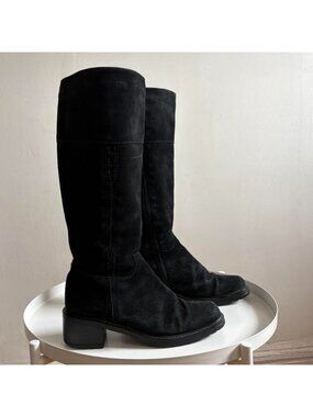 Black Suede Riding Boots — LaVallée
